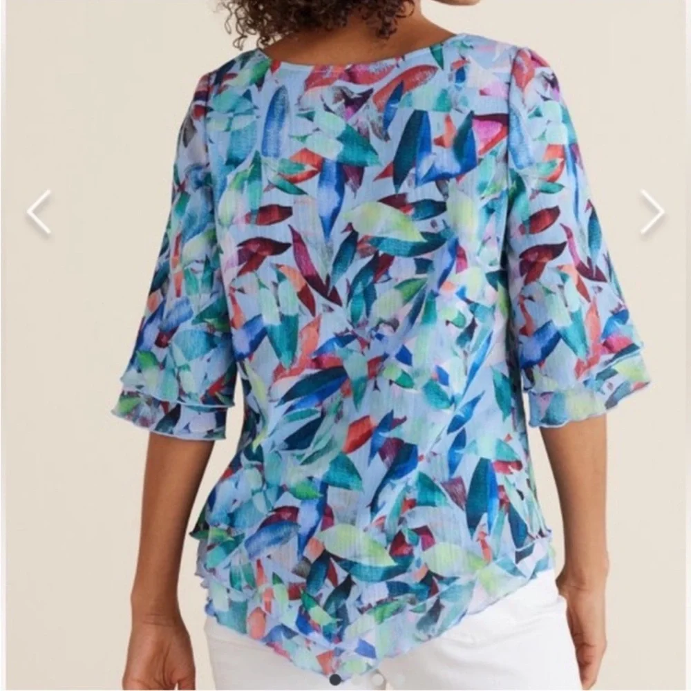 Soft Surroundings Colorful Abstract Short Sleeve Top - Picture 3 of 8